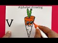 How to draw a Carrot with alphabet V #Easy Step by step drawing for kids#easy#how