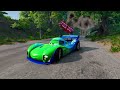 Big & Small:McQueen and Mater vs Disco Snot Rod ZOMBIE SLIME Apocalypse Trailer cars in BeamNG.drive