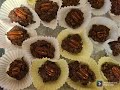 Keto sugar free coconut pecan dark chocolate candy.