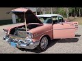 1957 Chevy Belair 4-door Hardtop in Canyon Coral! 283 V8 - Power Glide - PS & PDB - Skirts - Visor!