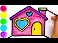 How to Draw a  a beautiful house , Step by Step🥰 .Easy Easy Drawing and Coloring for Kids💖