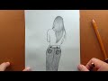 Come disegnare Una ragazza che indossa Jeans Top | Tutorial di disegno | Schizzo a matita facile