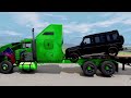 Flatbed Trailer Truck Potholes Transport Car Portal Trap Rescue - Cars vs Speed Bumps - BeamNG.drive