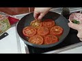 Fried tomatoes with cheese - Light, real summer breakfast..