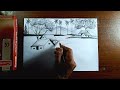 Village scene drawing step by step