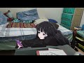anime girl while working.