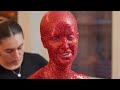 Haley Kalil Recreates Doja Cat's Iconic Red Look - Wearing Over 30,000 Crystals