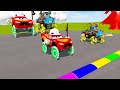 Big & Small Long Lightning Mcqueen vs Trains - Long Cars vs Slide Color - BeamNG.Drive