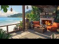 Morning Seaside With Sea Sound Ambience | Positive Bossa Nova Jazz Music For Relaxing, Study, Work