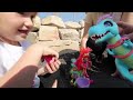 ADLEY finds a PET DiNOSAUR!!  Playing with Mom, hidden dino eggs, Cave Club routine & pretend play