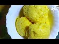 Homemade mango ice cream with basic ingredients