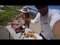 EATING Only What we CATCH - Camp Fire Cooking On a REMOTE Beach