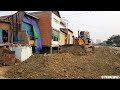 Old Video! Technique Skills Dozer Komatsu Pushing Stone Building Foundation Road in the Village