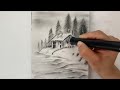 How to draw snow by eraser | pine drawing |