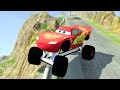 Big & Small Monter Truck Jackson Storm vs Big & Small Monster Truck Mcqueen vs DOWN OF DEATH BeamNG