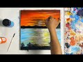 Alone At Sunset | Acrylic painting for beginners step by step | Paint9 Art