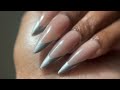 Tired of Chrome Powder? Try THIS Instead. 1 Step Metallic French Tips At Home | gel x nails tutorial