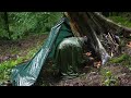 STRANDED IN A STORM - Solo Camping in 24 Hours of HEAVY RAIN Without a Tent