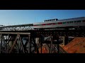4K: Aerial view of Amtrak Trains on the Union Pacific's Benicia Bridge