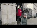 DISRESPECTFUL YOBS THREATEN THE KING'S GUARD AND FILM IT - then scarper quickly at Horse Guards!