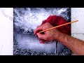 Red Tree | Black and White Landscape | Easy Painting for Beginners | Abstract | Acrylics