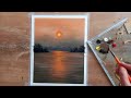 Easy Seascape painting 🌅/ How To Paint A dreamy Sunset / Painting Tutorial