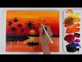 Sunset Painting | Sunset Landscape Painting | Acrylic Painting Tutorial