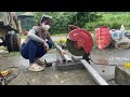 Girl repairs and replaces a 6000kg tractor to transport acacia wood