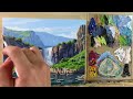 Acrylic Painting Waterfall Valley Landscape / Time-lapse