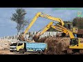 Excavators Trucks Digging Driveway Into The Harbour