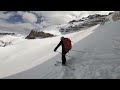 Skiing the X couloir on Mt Whymper