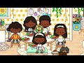 family weekend morning routine of 5 in New house ☕💐👨‍👩‍👦 *Voiced* Toca life world* ep.2||