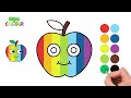 Learn to draw a multicolored apple. Drawings for children.