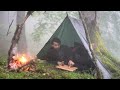 Two days heavy rain camping ⛺️ relaxing rain sounds in the foggy forest