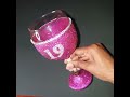 DIY HOW TO MAKE A GLITTER WINE GLASS WITH RHINESTONES - Birthday Gift Idea