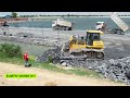 EP32.Amazing Skills Connecting Private To Public Road Operation By Dozer&Dump Truck Unloading Stones
