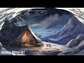 🧊[10 hours]🧊Storm and Fireplace Sounds with Healing Music😴🎶Hot tent winter camping blizzard sounds🔥