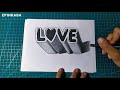 Cara Membuat Kata LOVE 3D di Kertas | Menggambar 3 dimensi