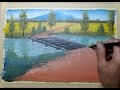 rice field landscape painting//rice field painting.