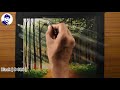 Easy forest lights drawing with oil pastel / How to draw easy forest Landscape -step by step