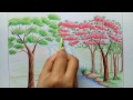 How to draw scenery of Stream waterfall step by step