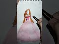 how to draw a girl with a beautiful pink colour dress @ Brahmleen Kaur the little artist