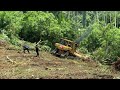 This is a very impressive CAT D6R XL Bulldozer Breaks Through Forested Roads