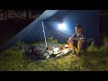 AMAZING CAMPING IN HEAVY RAIN - CAMPING HEAVY RAIN WITH THUNDERSTORM - ASMR RAIN