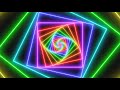 Fly through Futuristic Neon Glow Rainbow Tunnel Perspective Lights 4K UHD 60fps 1 Hour Video Loop