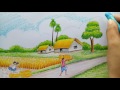 How to draw landscape / scenery of late autumn step by step