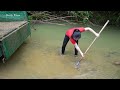 Heavy Rain And Floods Washed Away The Bamboo Bridge - Transport Stone Prepare Build Solid Bridge