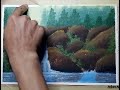 waterfall landscape painting//cascading waterfall.