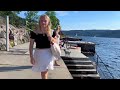 4K Drobak Beach Norway walk tour HD, Summer Oslo Norway