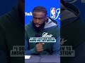 Jaylen Brown's reaction to this question after the blowout loss in Game 4 😅